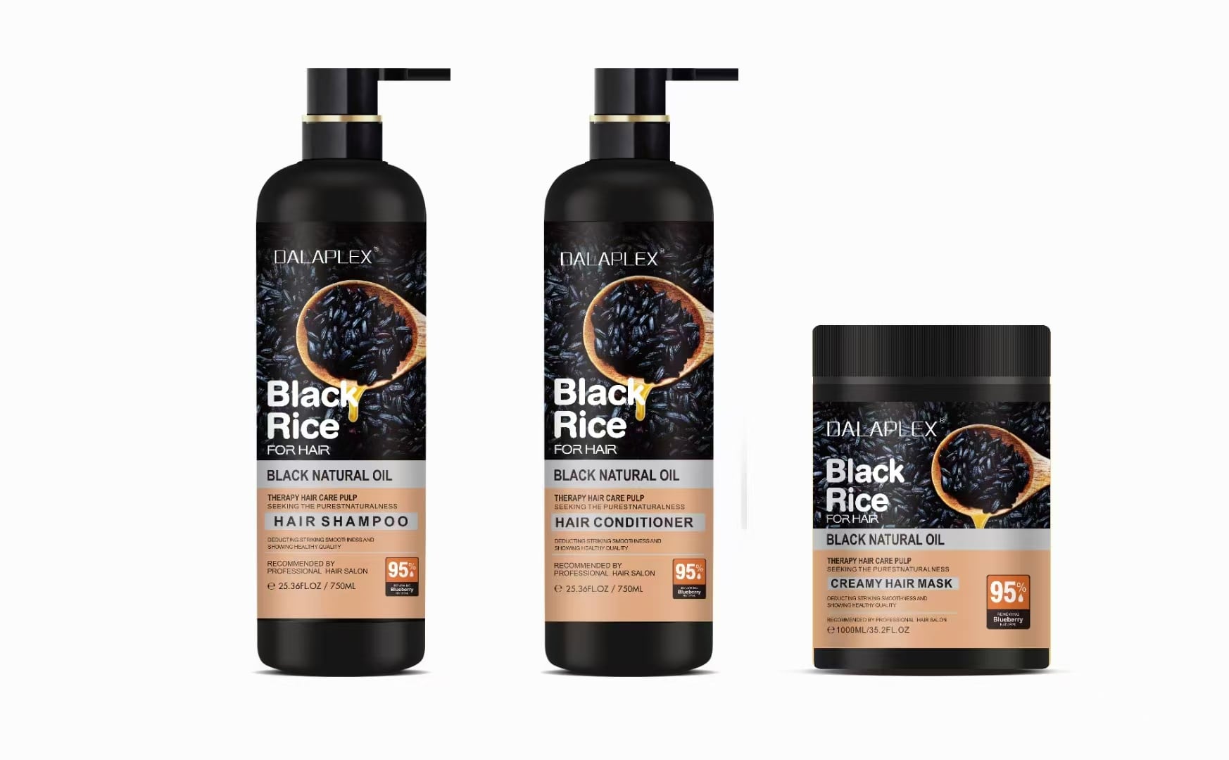 Juodųjų ryžių plaukų priežiūros rinkinys