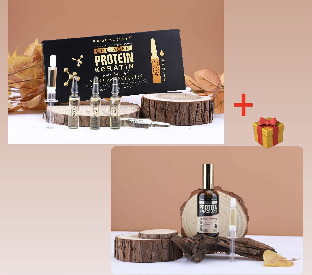 Atstatomosios plaukų ampulės + Prabangus atstatomasis plaukų aliejus