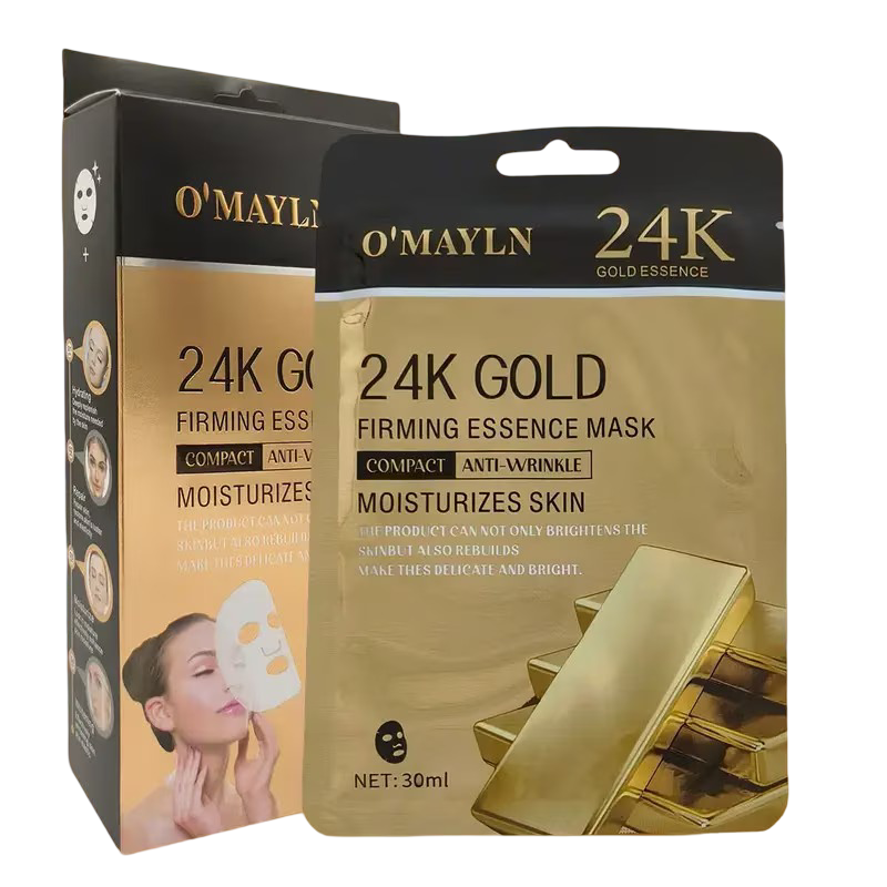 Lakštinės veido kaukės su aukso dulkėmis, 10vnt.