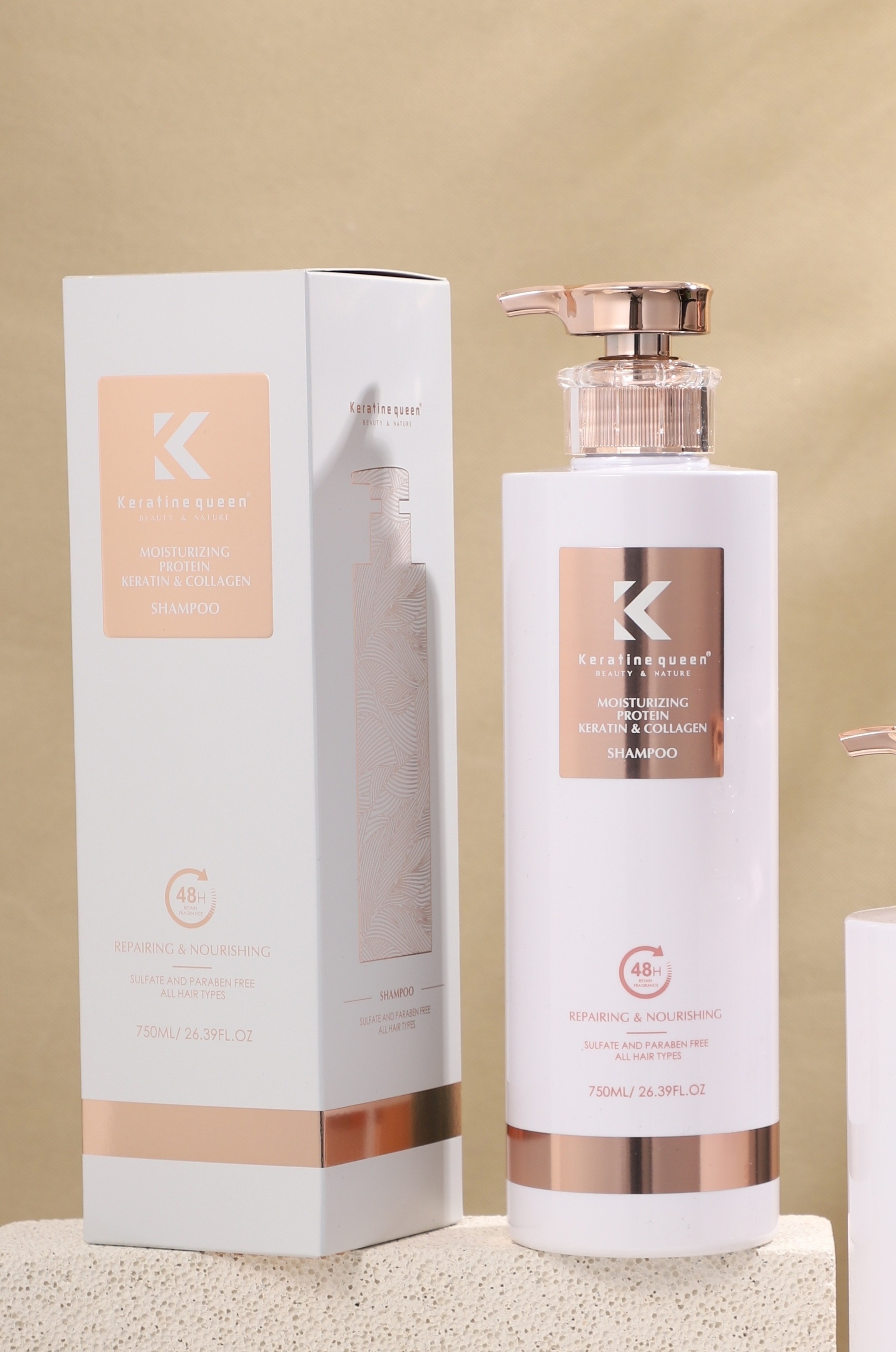 Drėkinamasis šampūnas su  keratinu ir kolagenu, 750ml