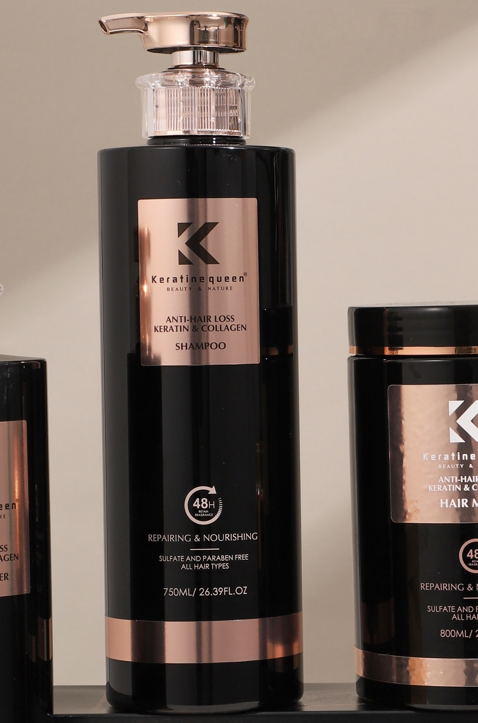 Šampūnas nuo plaukų slinkimo su keratinu ir kolagenu, 750ml.