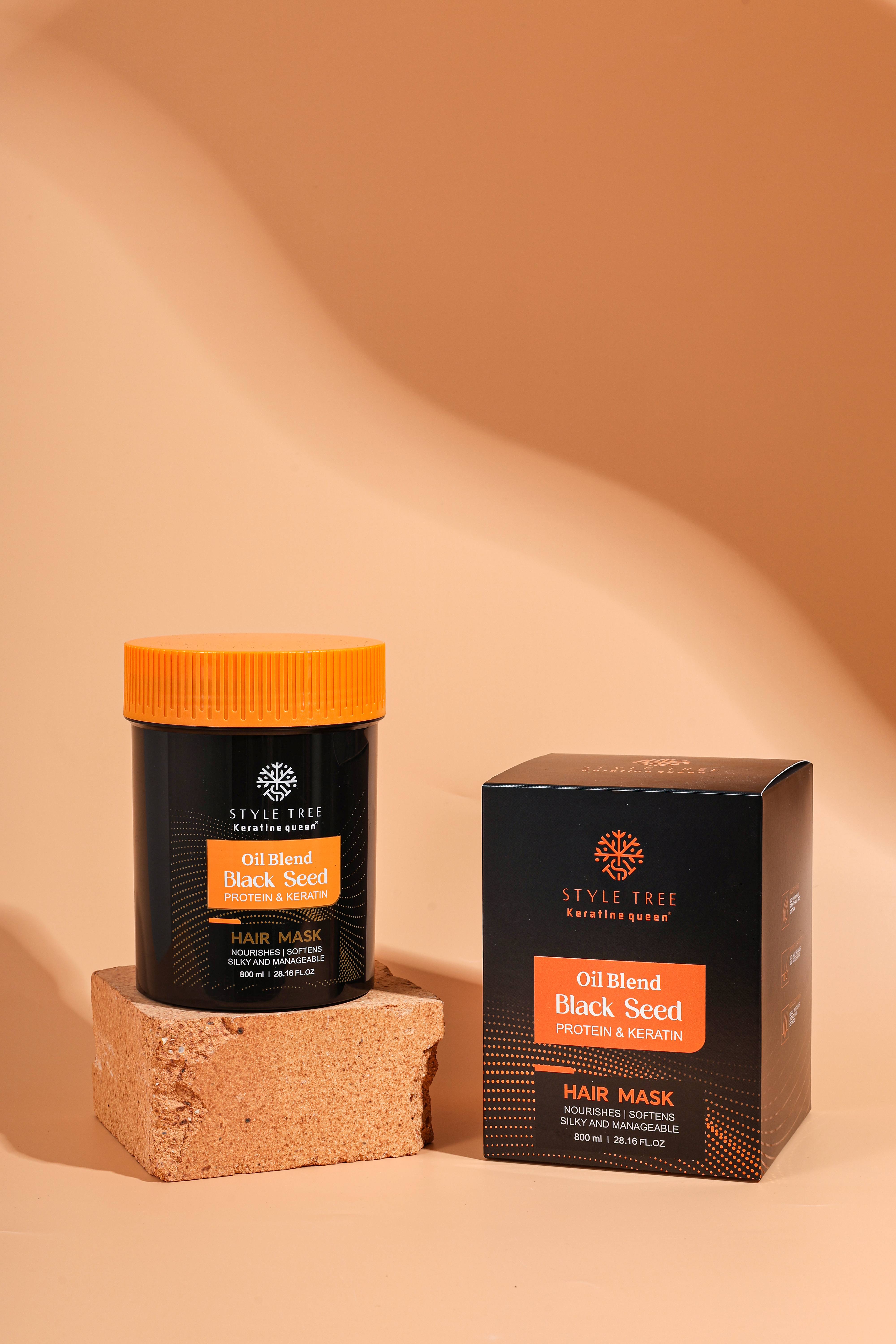 Kaukė su juodųjų sėklų aliejumi, proteinu ir keratinu, 800ml