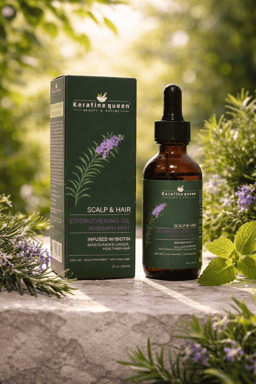 Rozmarinų ir mėtų serumas galvos odai