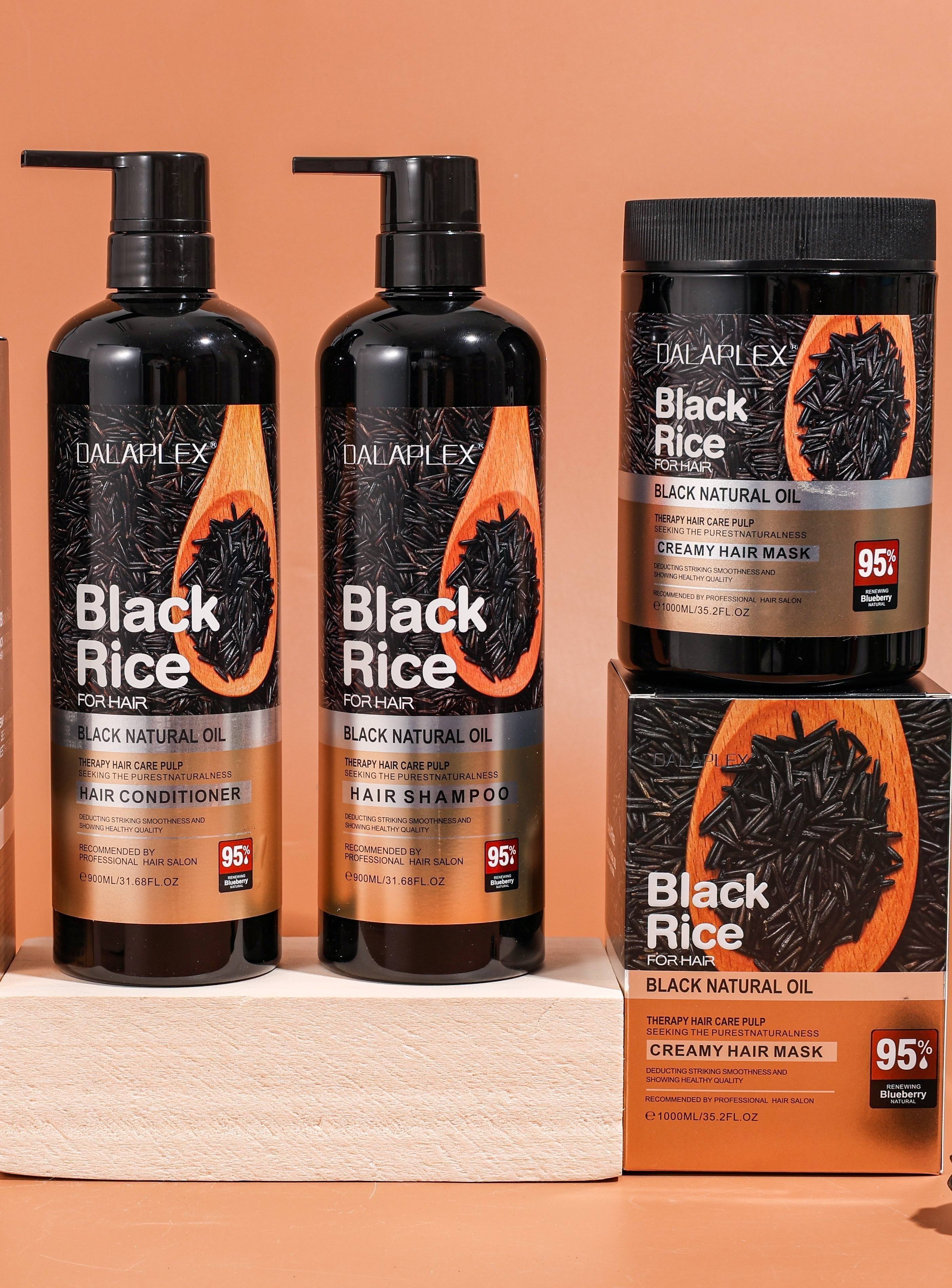 Juodųjų ryžių plaukų priežiūros rinkinys