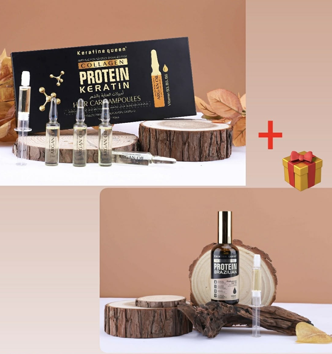 Atstatomosios plaukų ampulės + Prabangus atstatomasis plaukų aliejus